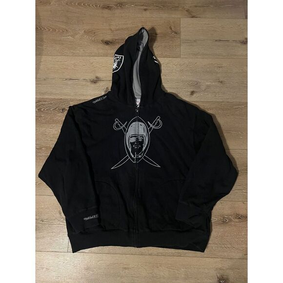 Mitchell & Ness Men’s Oakland Raiders Full Zip Throwbacks Full Zip Hoodie Sz 2XL - Picture 1 of 3